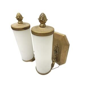 Vintage MCM Hollywood Regency Pair of Cylinder Wall Sconces